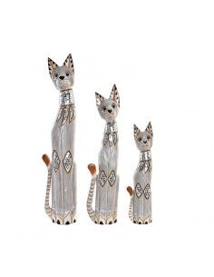 FIGURA GATOS MADERA TRES...