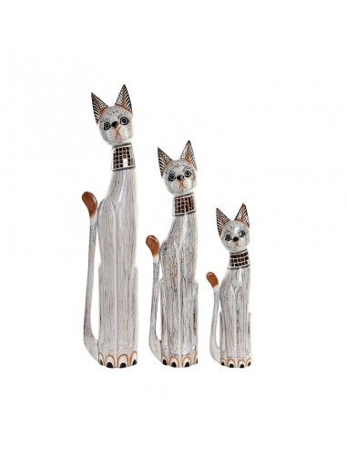 FIGURA GATO DE MADERA 100cm set de tres