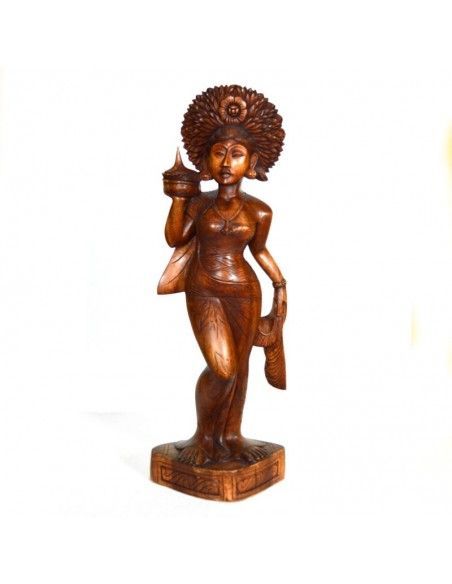 FIGURA DE MUJER EN MADERA DE TECA