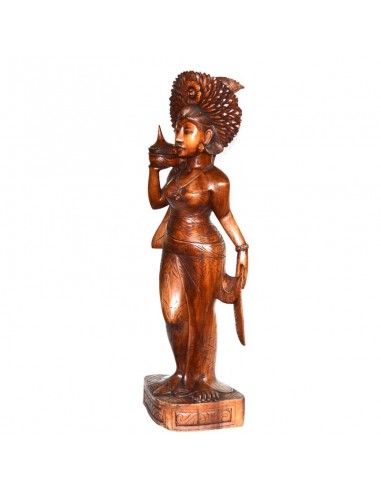 FIGURA DE MUJER EN MADERA DE TECA