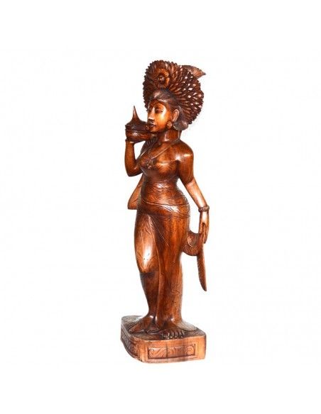 FIGURA DE MUJER EN MADERA DE TECA