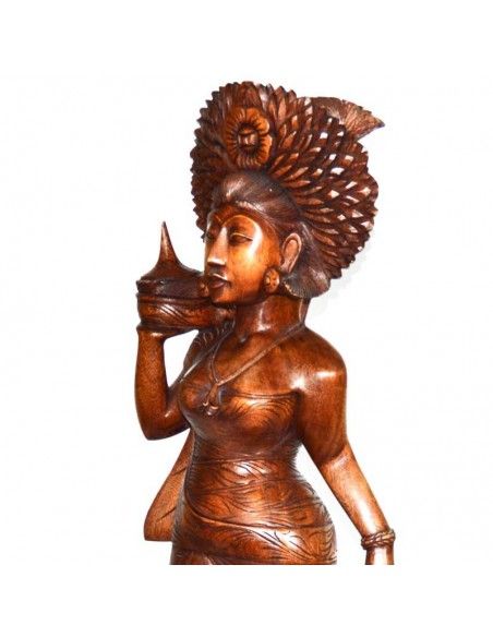 FIGURA DE MUJER EN MADERA DE TECA