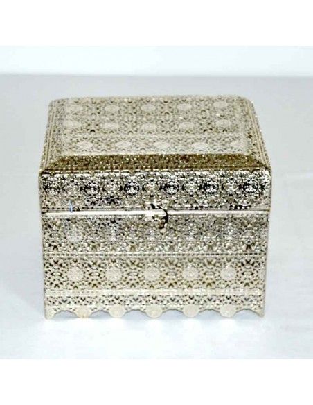 CAJA PLATEADA CUADRADA DE METAL