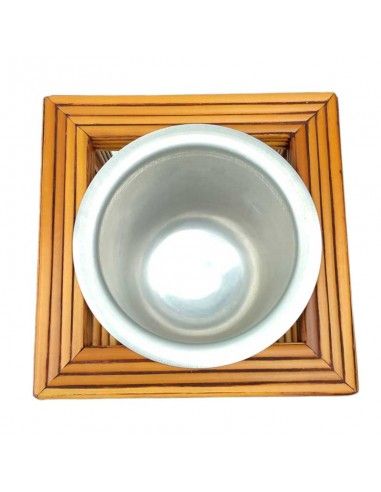 PORTAVELAS MADERA Y METAL 13x13