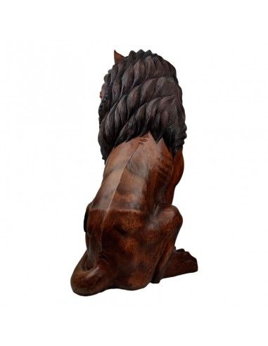ESCULTURA LEON MADERA DE TECA TALLADA...