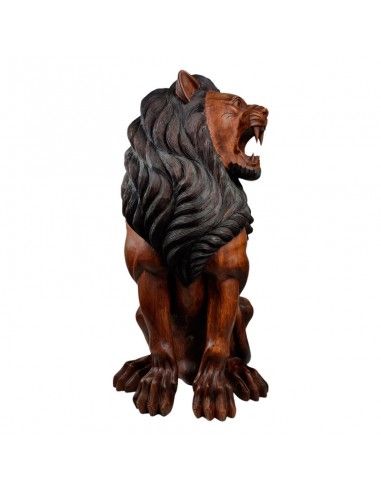 ESCULTURA LEON MADERA DE TECA TALLADA...