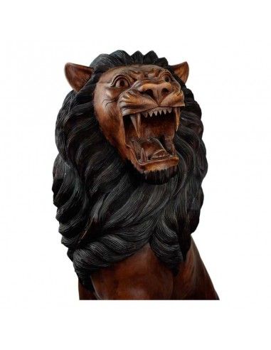 ESCULTURA LEON MADERA DE TECA TALLADA...
