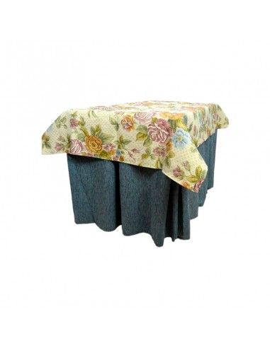 ROPA MESA CAMILLA COMPLETA GRIS FLORES