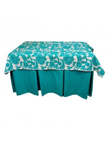 ROPA MESA CAMILLA TURQUESA FLOR 120x70