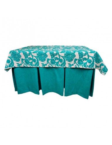 ROPA MESA CAMILLA TURQUESA FLOR 120x70