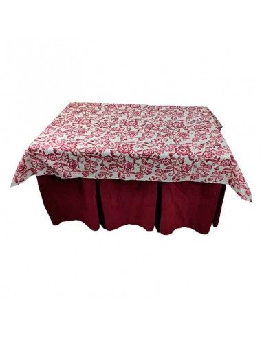 ROPA MESA CAMILLA BURDEOS FLORES 120x70