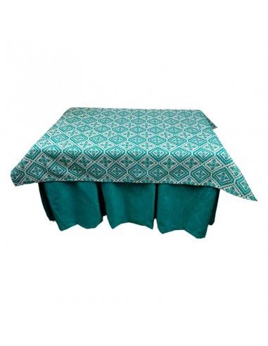 ROPA MESA CAMILLA TURQUESA ROMBOS 120x70