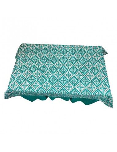 ROPA MESA CAMILLA TURQUESA ROMBOS 120x70