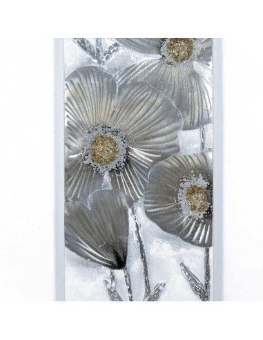 CUADRO FLORES EN PLATA Y ALUMINIO