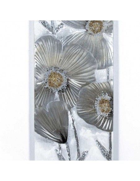 CUADRO FLORES EN PLATA Y ALUMINIO
