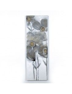 CUADRO FLORES EN PLATA Y ALUMINIO