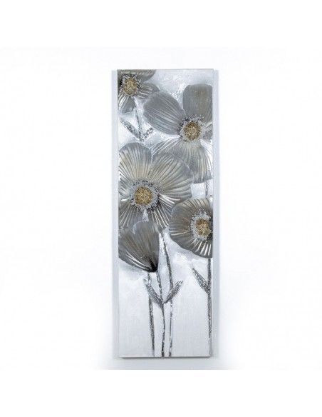 CUADRO FLORES EN PLATA Y ALUMINIO
