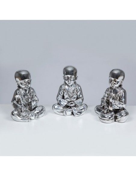 SET DE TRES MONJES RESINA PLATA