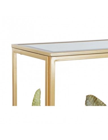 CONSOLA METAL ORO HOJAS PALMA 90x120