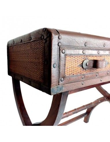 CONSOLA RATTAN - MADERA CON ESPEJO