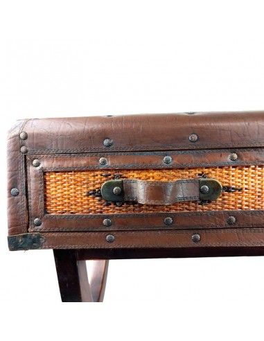 CONSOLA RATTAN - MADERA CON ESPEJO