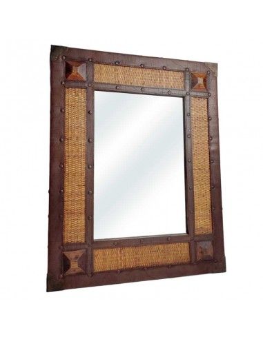 CONSOLA RATTAN - MADERA CON ESPEJO