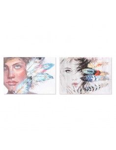 CUADRO MUJER PLUMAS 80x120