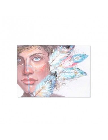 CUADRO MUJER PLUMAS 80x120