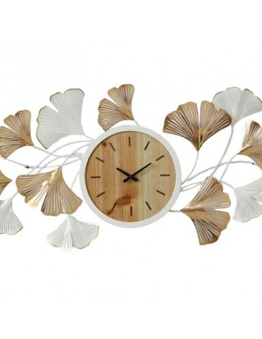 RELOJ PARED METAL MDF  HOJAS DORADO...