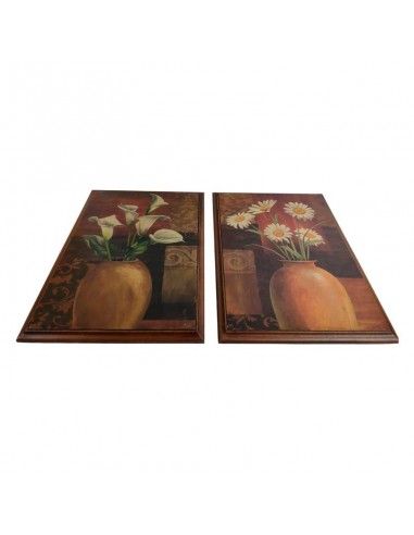 SET DE DOS CUADROS MADERA FLOR 4Ox30
