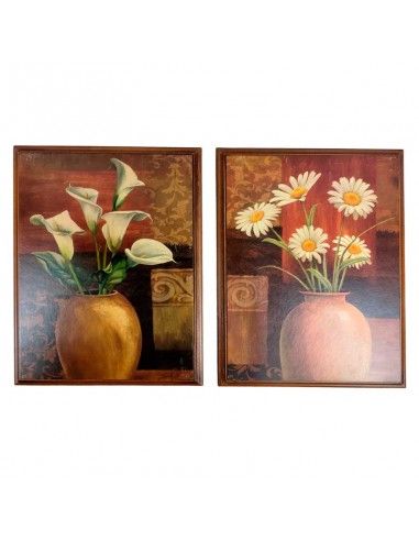SET DE DOS CUADROS MADERA FLOR 4Ox30