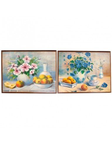 SET DE DOS CUADROS FRUTA Y FLORES 30x40