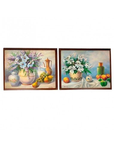 SET DE DOS CUADROS FRUTA Y FLORES 30x40