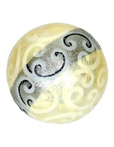 BOLA DE NACAR BLANCO Y PLATA 10 cm