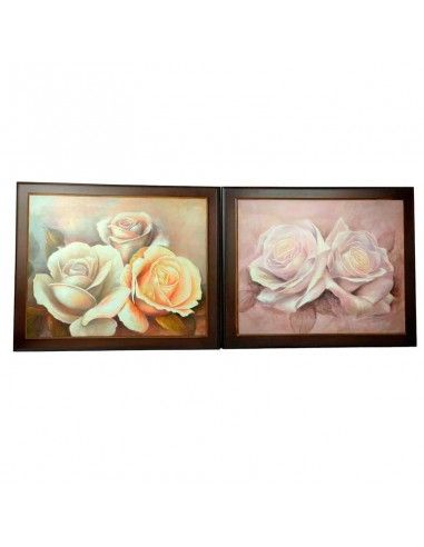 CUADRO CLÁSICO FLORES 48x58 set de dos