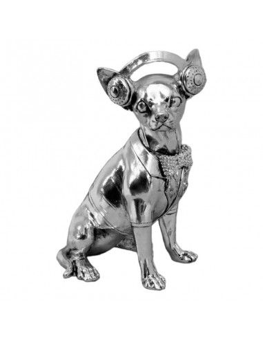 FIGURA PERRO CHIHUAHUA PLATEADO 26x18