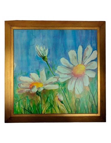 CUADRO FLOR MARGARITA 62x62 set de dos