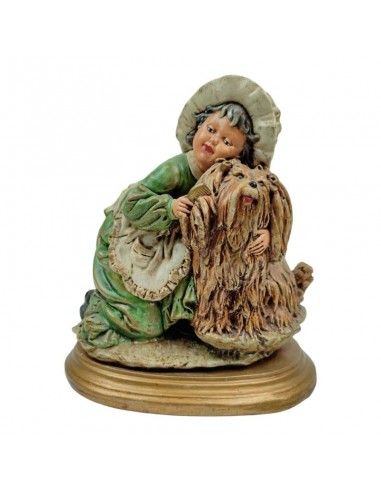 FIGURA NIÑA EPOCA CON PERRO 20x18