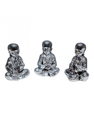 SET DE TRES MONJES RESINA PLATA 18x14