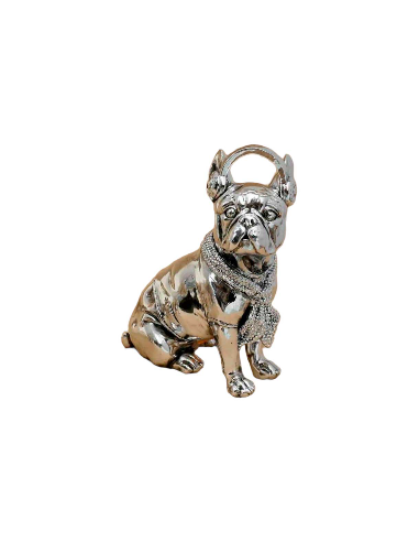 FIGURA PERRO BULLDOG CON CASCOS 22x17