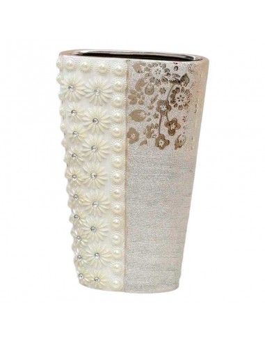 JARRON DE CERAMICA CON PERLAS-DORADO...