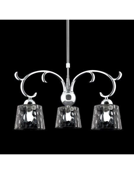 LAMPARA DE TECHO SOFIA DE TRES CROMO TULIPA DE CRISTAL