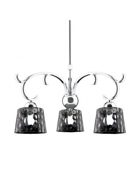 LAMPARA DE TECHO SOFIA DE TRES CROMO TULIPA DE CRISTAL