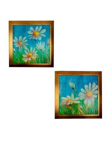 CUADRO FLOR MARGARITA 62x62 set de dos
