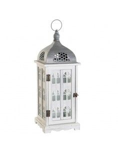 FAROL MADERA BLANCO Y METAL...