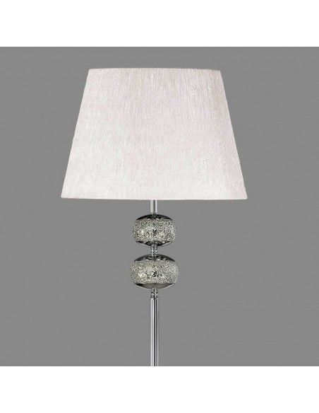 LAMPARA DE PIE CROMO MOSAICO PANTALLA BLANCA