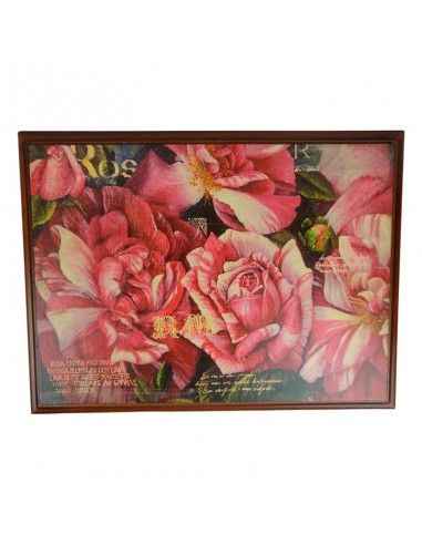 CUADRO DE FLOR IRIS Y ROSAS ROJAS...