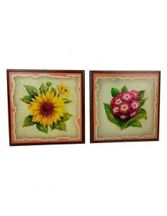 CUADRO FLOR 32x32 set de dos