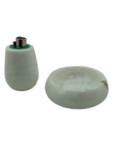 JUEGO DE FUMADOR ALABASTRO BLANCO
