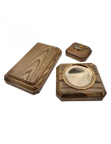 JUEGO DE FUMADOR MADERA Y LATÓN
